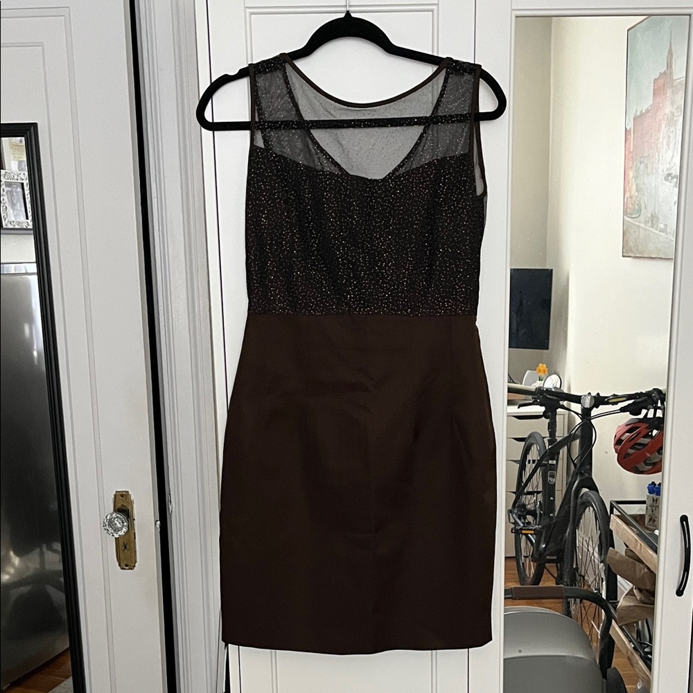Cesar Galindo Brown Sparkly Brown Mini Dress